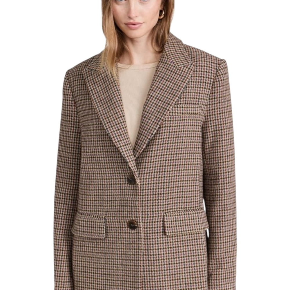 ASTR the Label Pauline Houndstooth Blazer Jacket Size Large Petite Academia